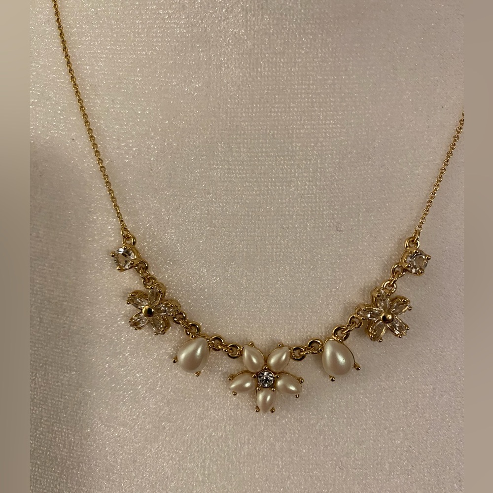 Kate Spade Faux Pearl & Rhinestone Necklace and Matching Earrings